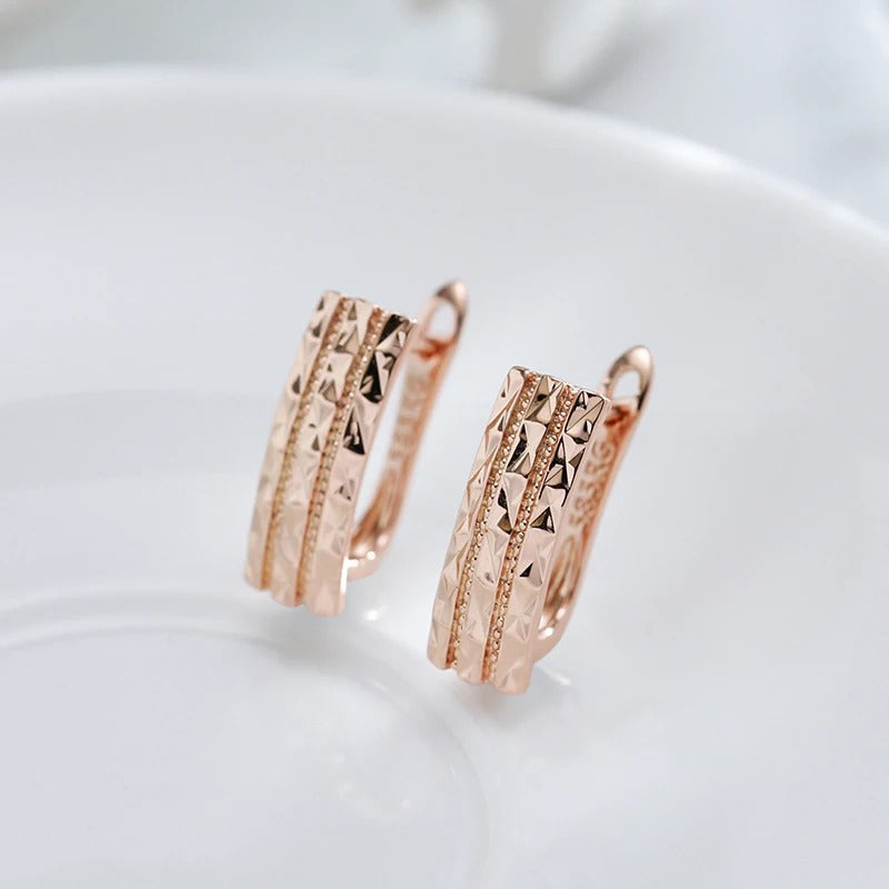 18K Rose Gold Plated Creative Hollow Glossy Earrings