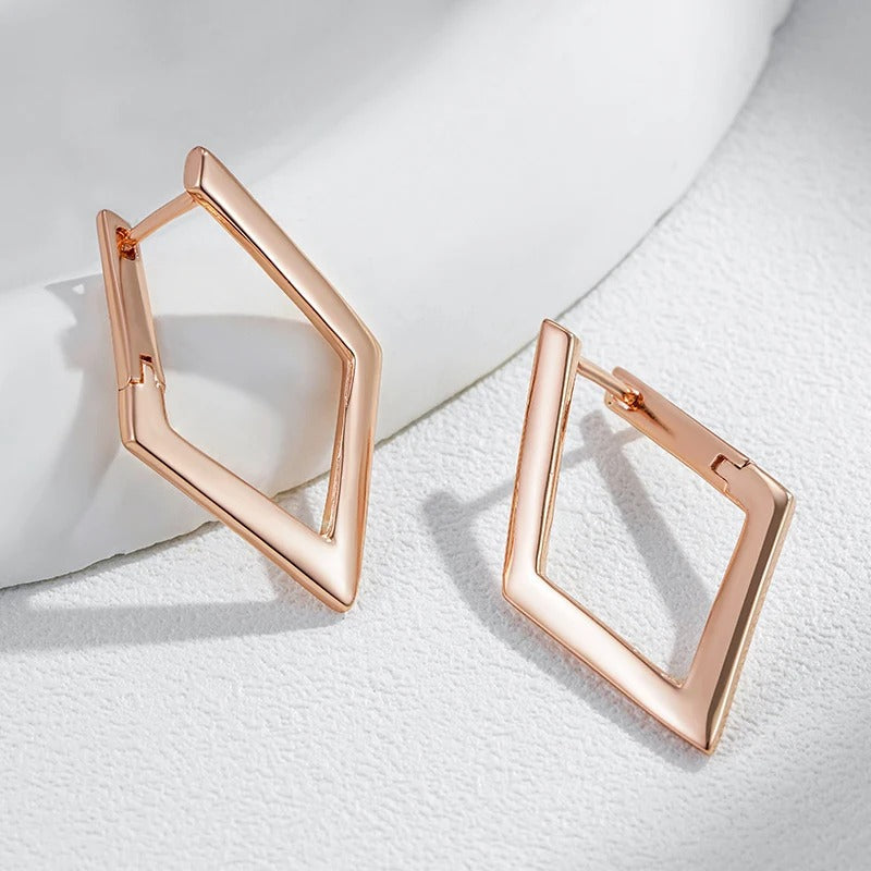 18K Rose Gold plated diamond-shaped earrings