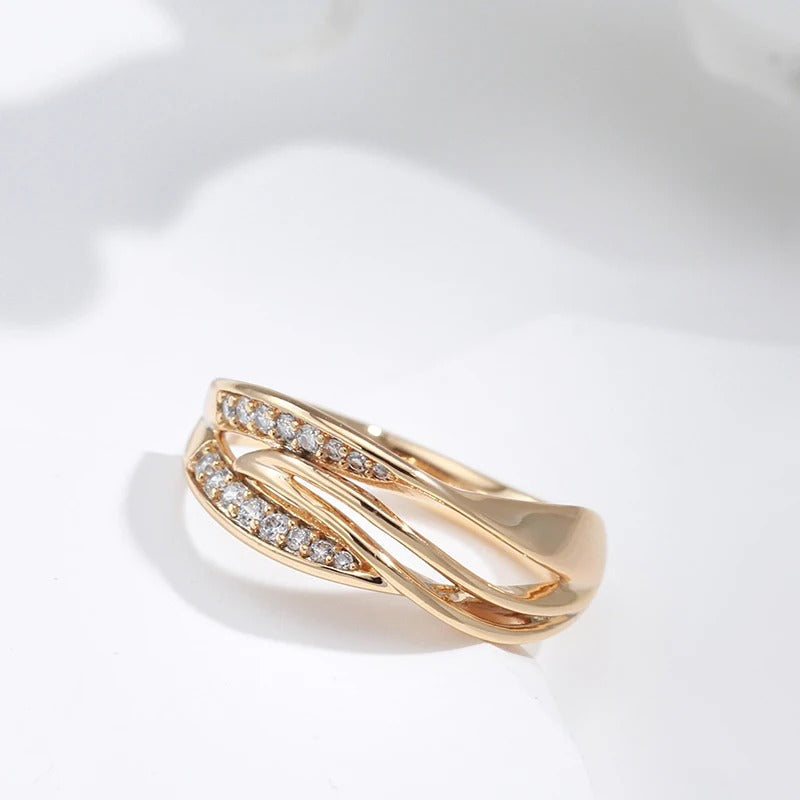 18kt rose gold cubic zirconia and love lines ring - AC