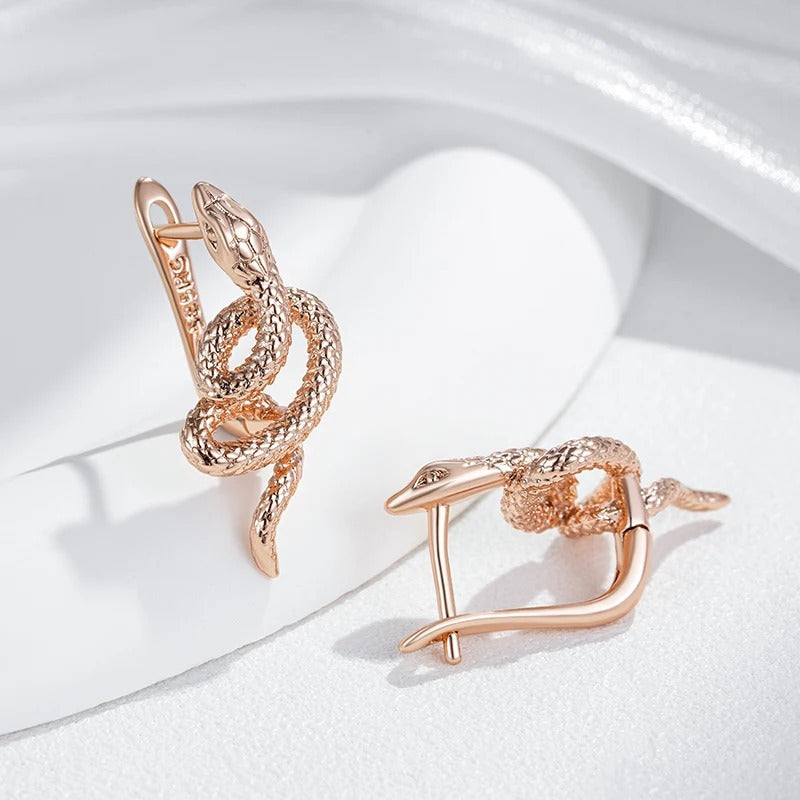 Earrings snake 18K pink gold plated - AC