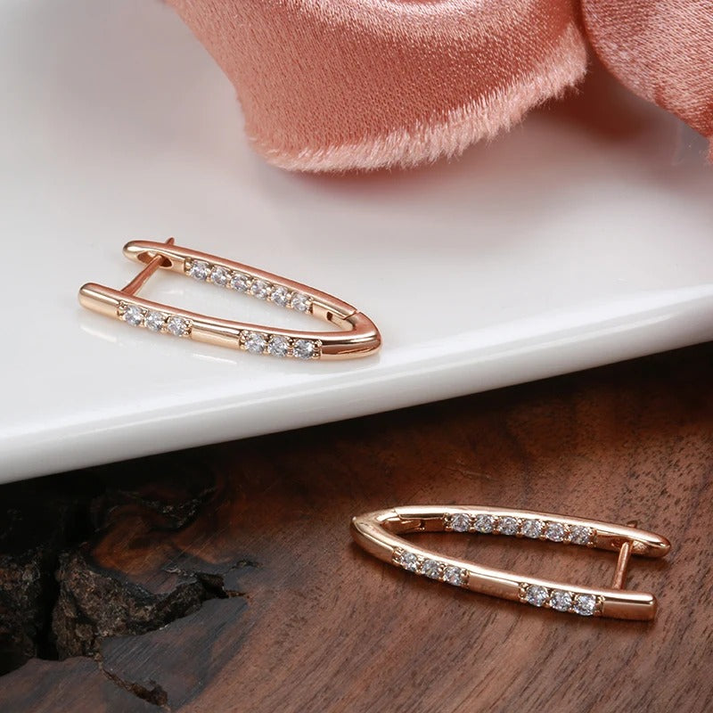 18K Rose Gold Plated Fashion Geometric Natural Zircon Drop Earring