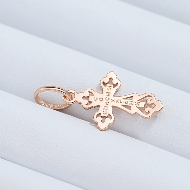 Necklace plated in 18kt pink gold with an elegant cross pendant - AC