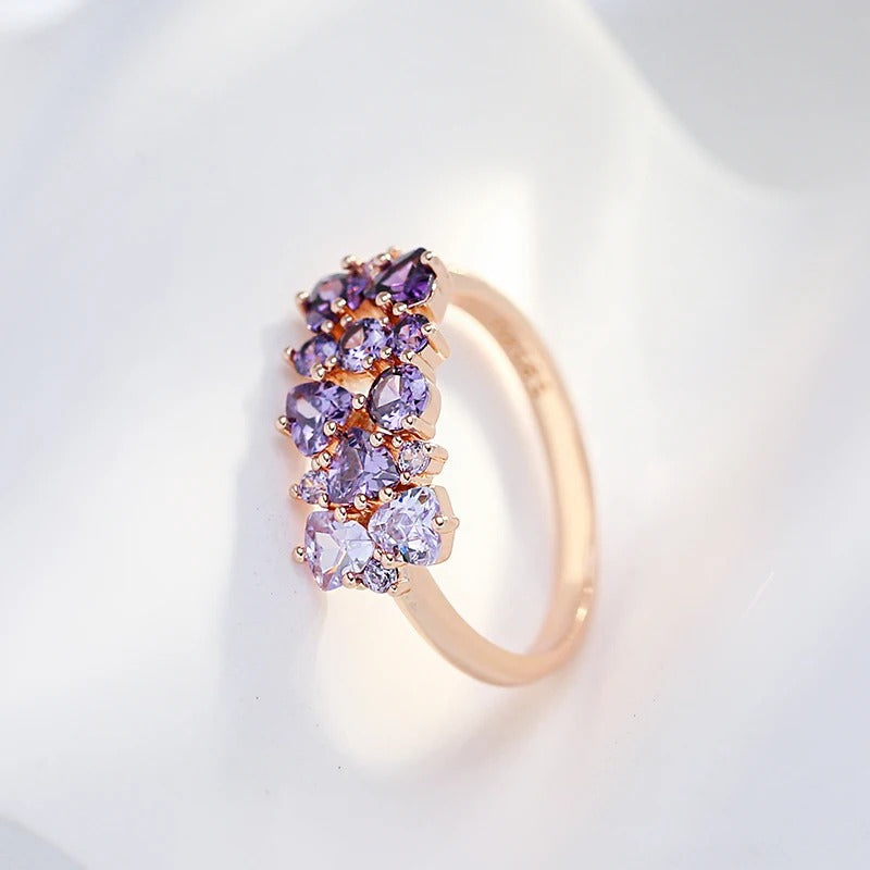 18K Rose Gold Plated Brilliant purple natural zircon Ring