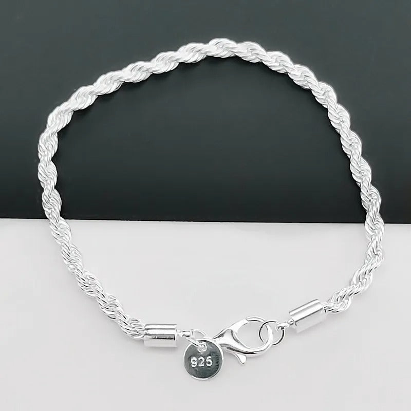 Braided rope bracelet in 925 Sterling Silver