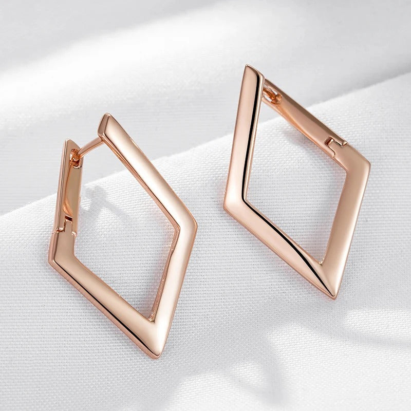 18K Rose Gold plated diamond-shaped earrings