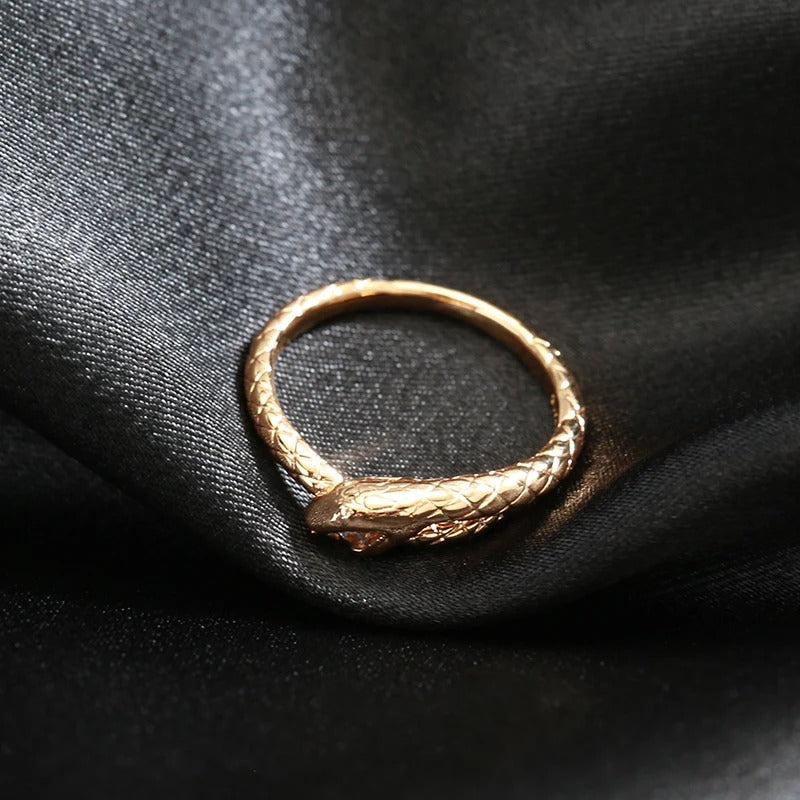 18K Rose Gold Plated Ouroboros snake ring