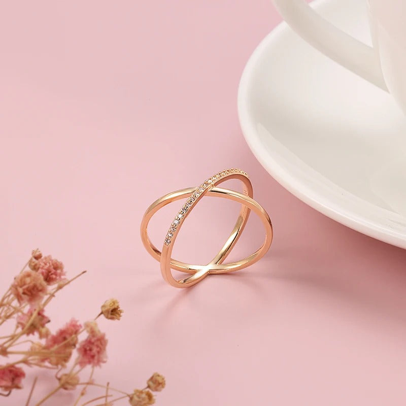 Thin ring of the universe with zirconia in 18K rose gold plating