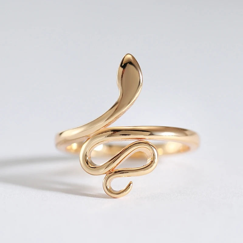 Elegant snake ring plated 18kt rose gold - AC