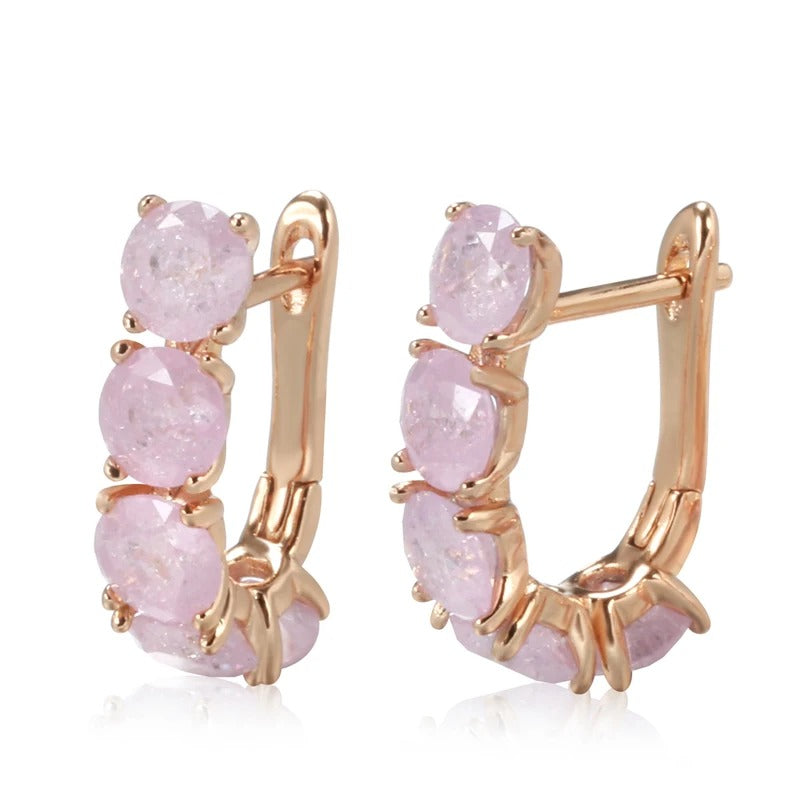 Aquamarine earrings with cubic zirconia plated in 18kt rose gold - AC