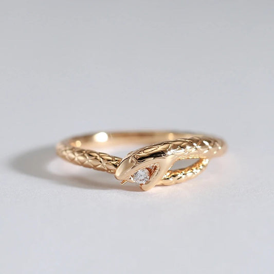 Elegant snake ring plated 18kt pink gold - AC