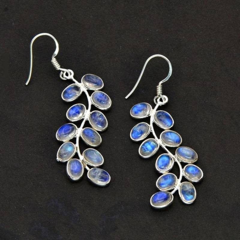 925 Sterling Silver Earrings with Small Blue Agate