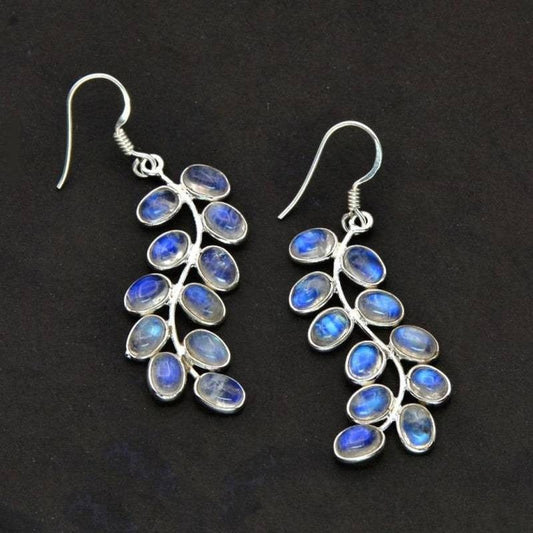 925 Sterling Silver Earrings with Small Blue Agate